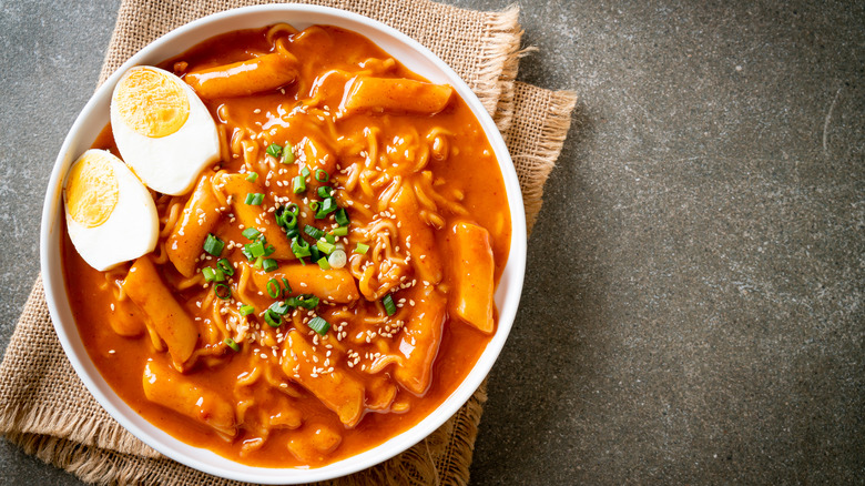 spicy soup with tteok and eggs