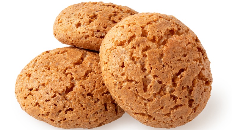 Amaretti cookies on white background