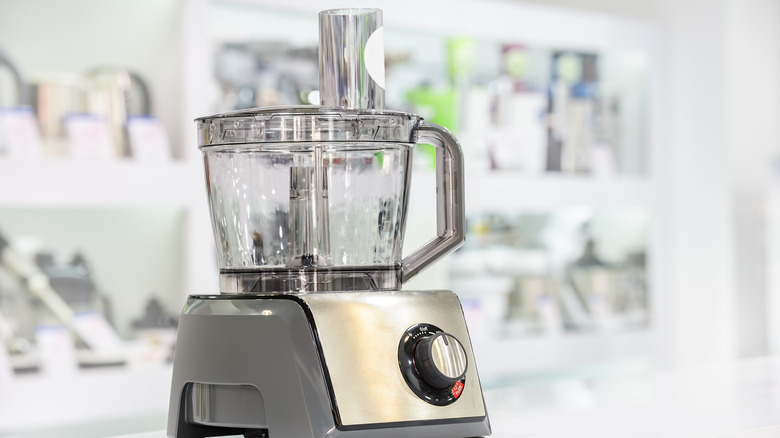 Food processor on white table