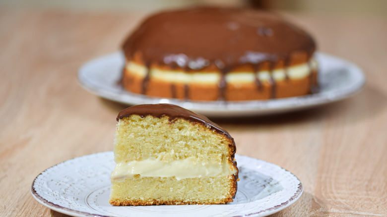 Slice of Boston cream pie