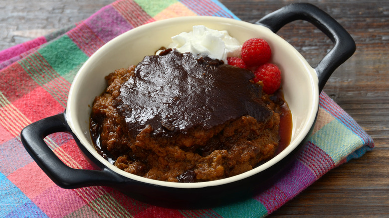 Indian pudding in a crock