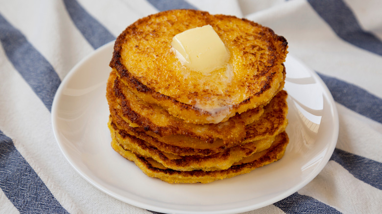 Johnnycake stack on plate