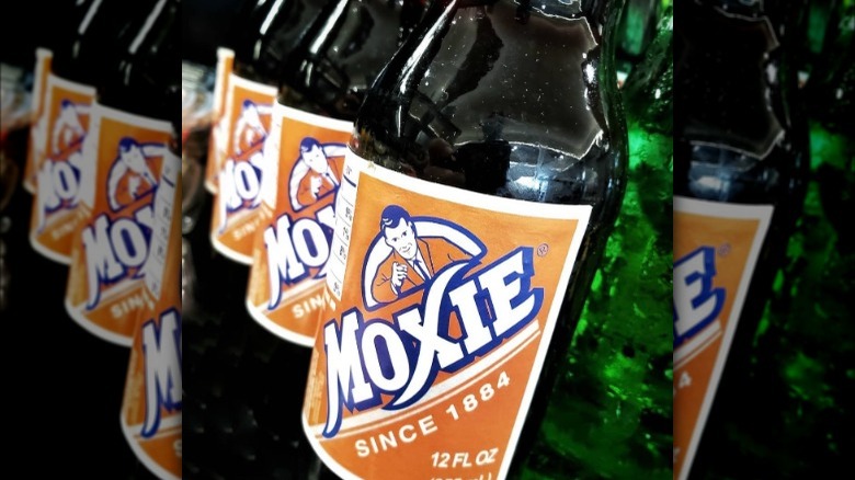 Moxie soda bottles in store