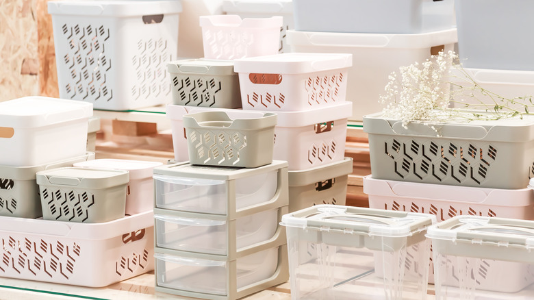 Household organizer bins different sizes