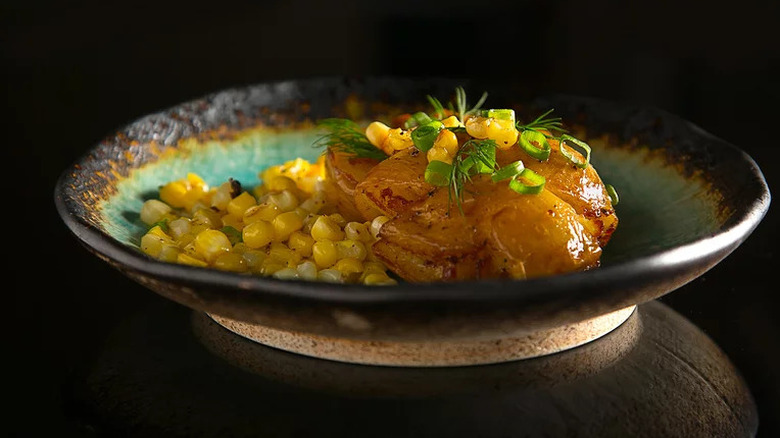 Roasted potatoes with corn