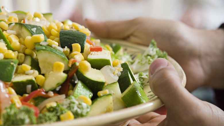 Grilled corn and summer squash salad