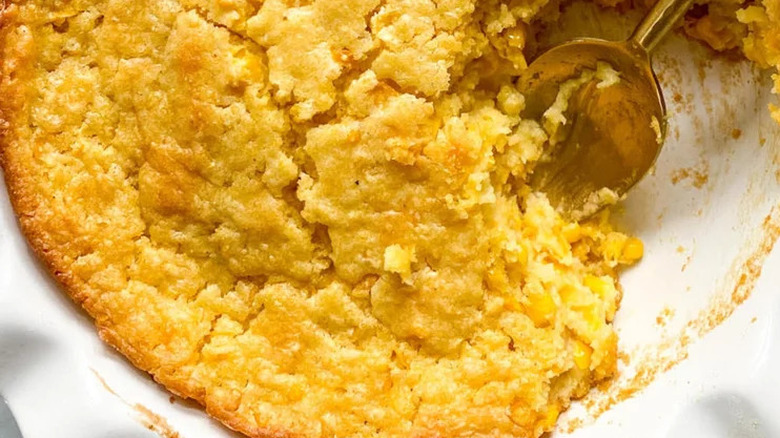 Corn casserole white dish