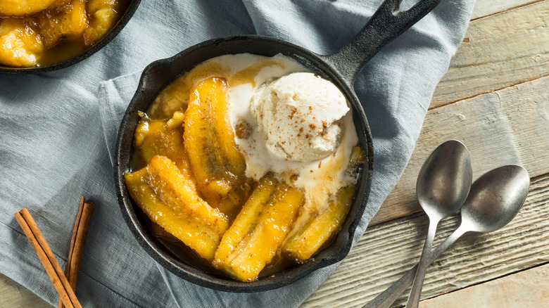 Bananas Foster with ice cream
