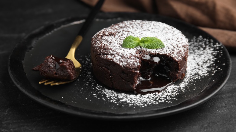 Molten lava cake on table