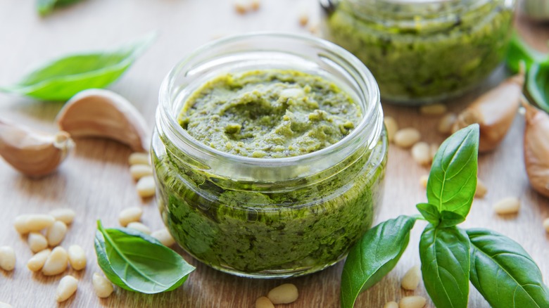 Pesto on table