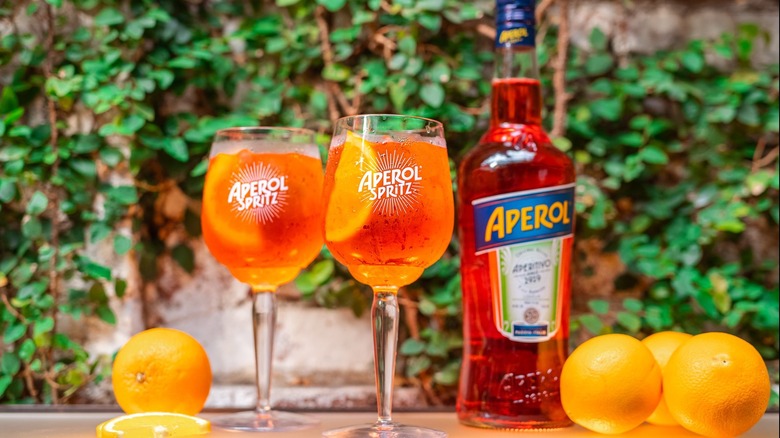 Aperol spritz with Aperol bottle