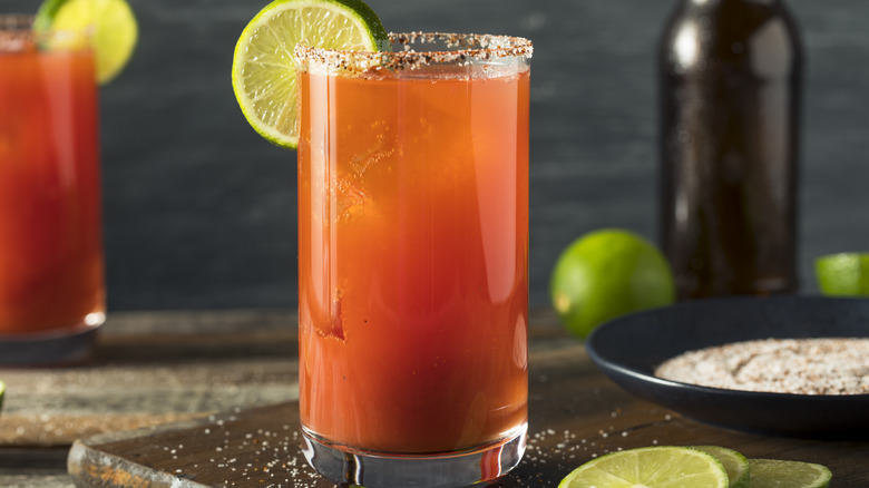 Michelada cocktails with limes