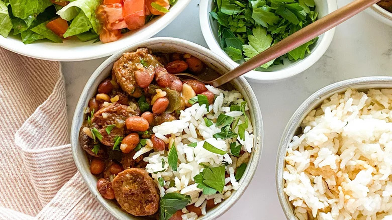 Red beans and rice bowl