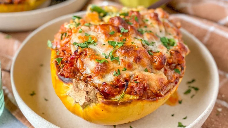 Stuffed spaghetti squash with cheese