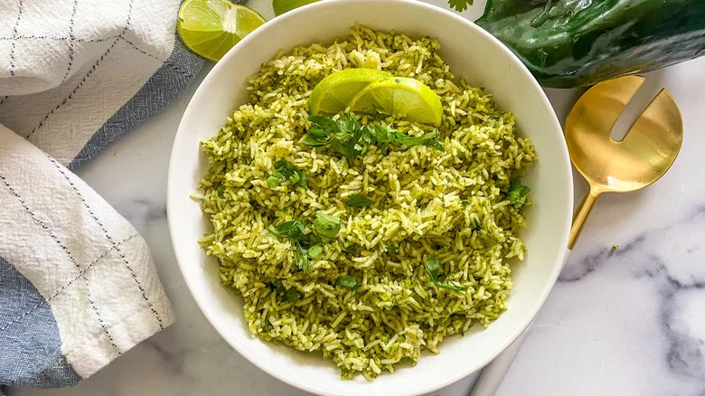 Mexican-style rice in bowl