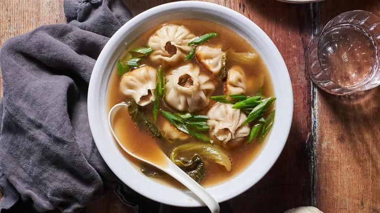 Dumplings in miso broth