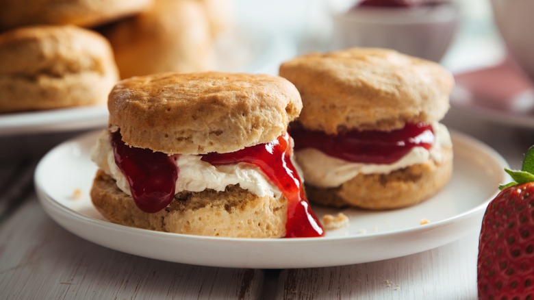 clotted cream and strawberry scones