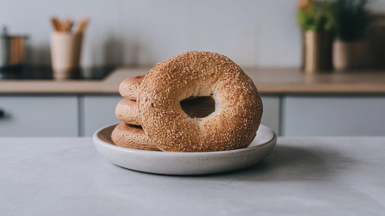 bagels on plate on counter