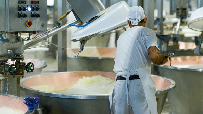 copper parmigiano vats in parma italy