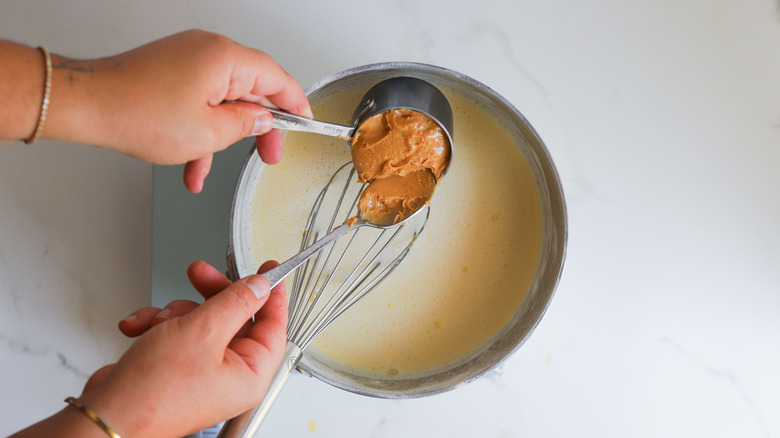 Scooping peanut butter