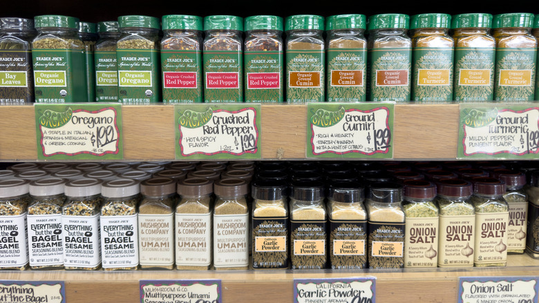 shelves of Trader Joe's seasoning