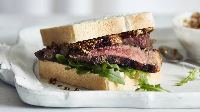 steak sandwich on bread