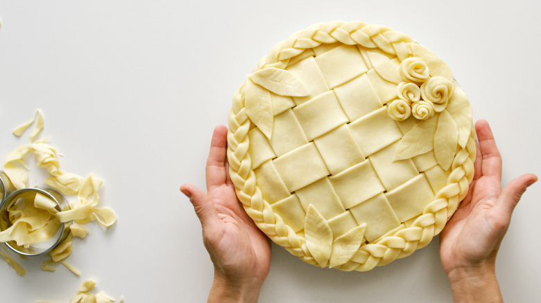 decorated pie ready for baking 