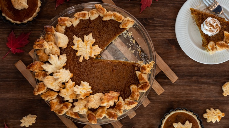 decorated pie with leaf cut outs