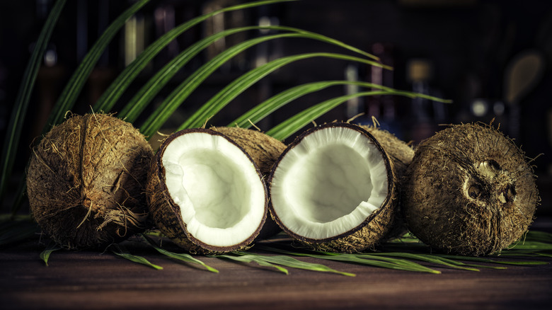 Line of sliced coconuts 