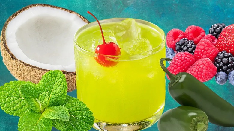 Midori sour with ingredient variations 