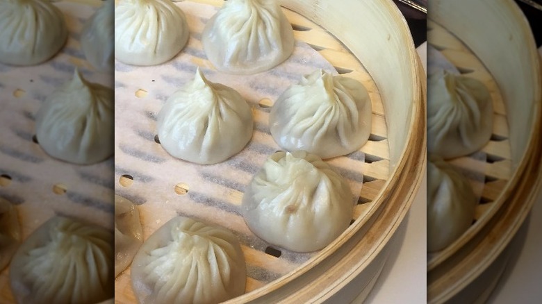 Soup dumplings in pan