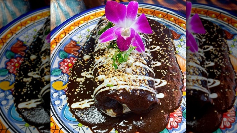 Mole burrito plate