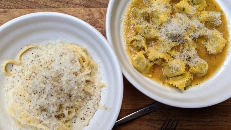 plate of pasta with pepper