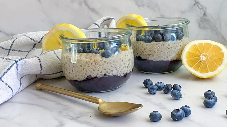 Tapioca pudding in jars