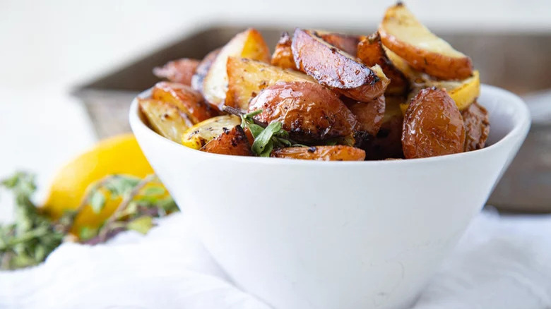 Roasted potatoes in bowl