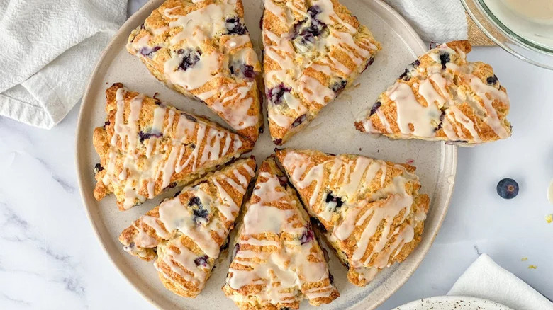 Lemon blueberry scone triangles