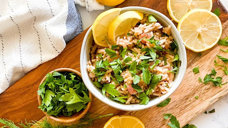 Lemon rice pilaf with herbs