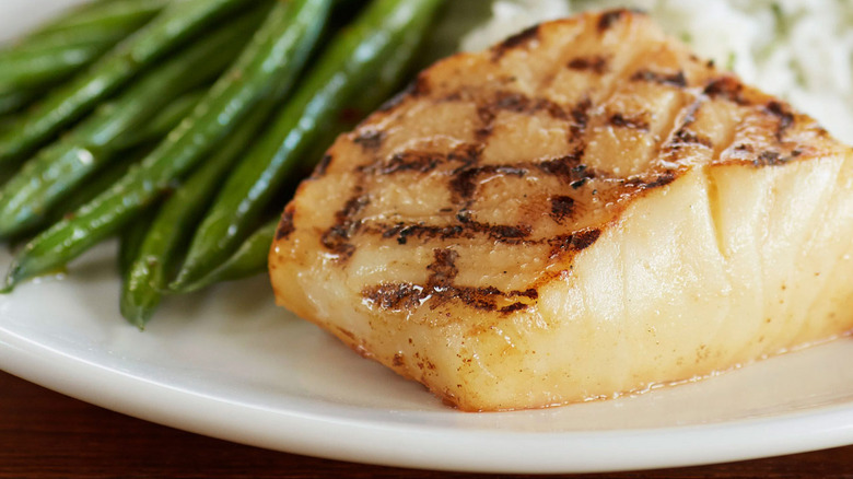 Grilled rainbow trout and beans