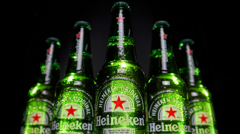 bottles of Heineken beer 