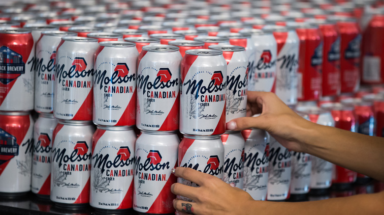 stacked cans of Molson Canadian 