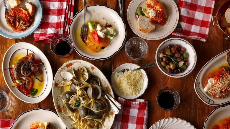 table of traditional italian food