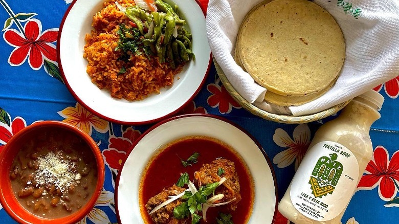 Maíz de la Vida tortillas and meat spread