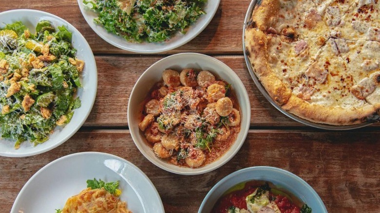 City House pastas and salads wood table