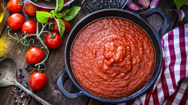 Tomato sauce in pan