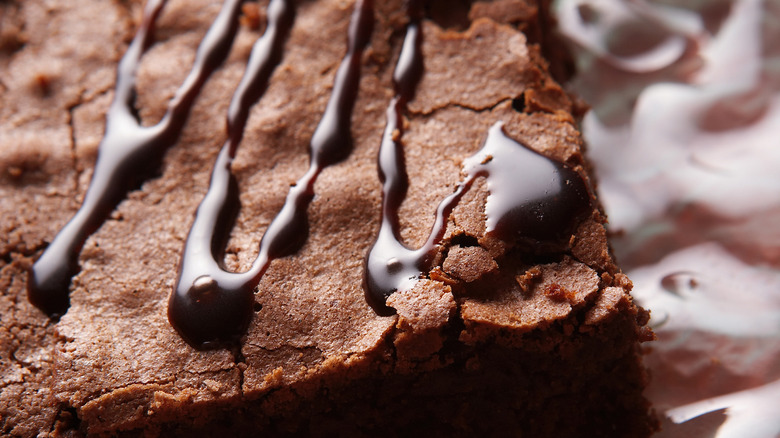 Brownie with balsamic glaze