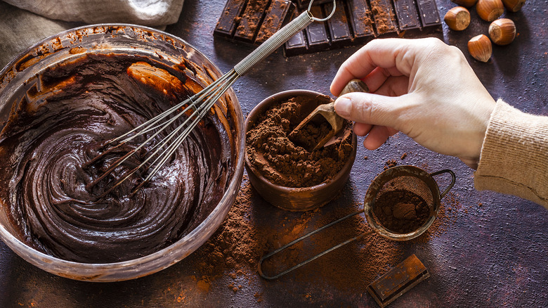 Bowl of chocolate cake batter