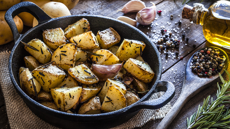 Pan of roasted potatoes