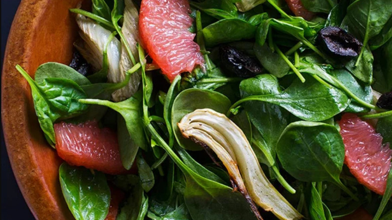 Spinach Salad with Roasted Fennel and Grapefruit