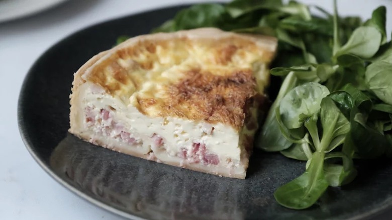 Quiche slice with greens