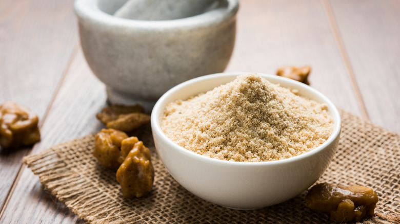 White bowl powdered asafoetida